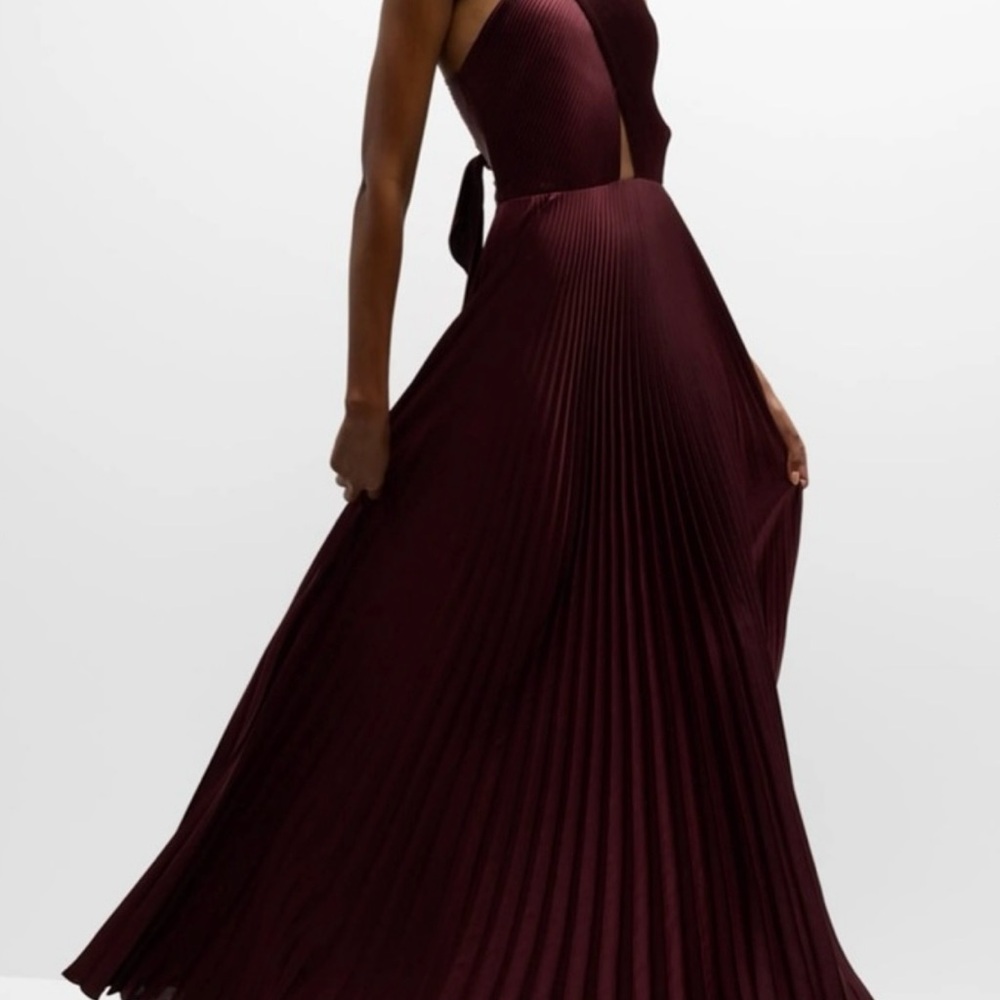 A.L.C Athena Pleated Halter A-line Maxi Dress